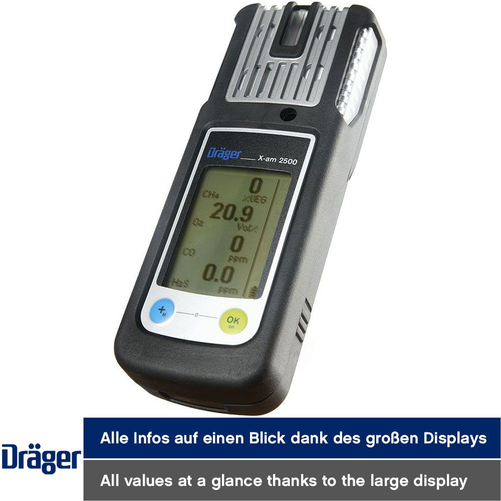 Dräger X-am 2500 FLEX - Gas detector - for CH4 (Ex LEL) - O2 - H2S-LC and CO-LC (preconfigured)