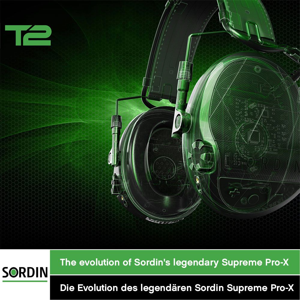 Sordin Supreme T2 Kapsel-Gehörschutz - aktiv, taktisch & elektronisch - Gehörschützer mit Leder-Kopfband