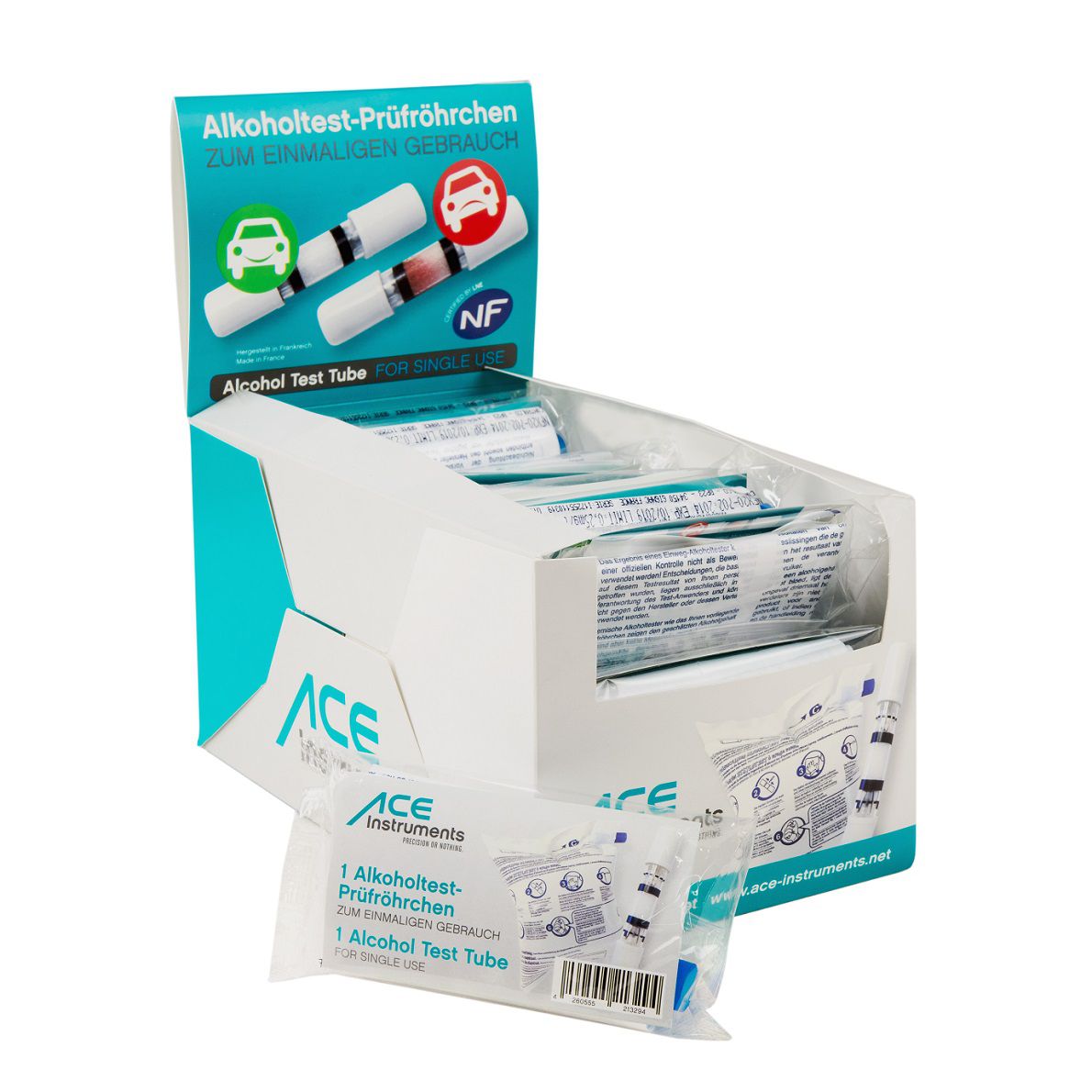 ACE Alcohol Test Tubes - 2 pieces disposable alcohol tester - NF