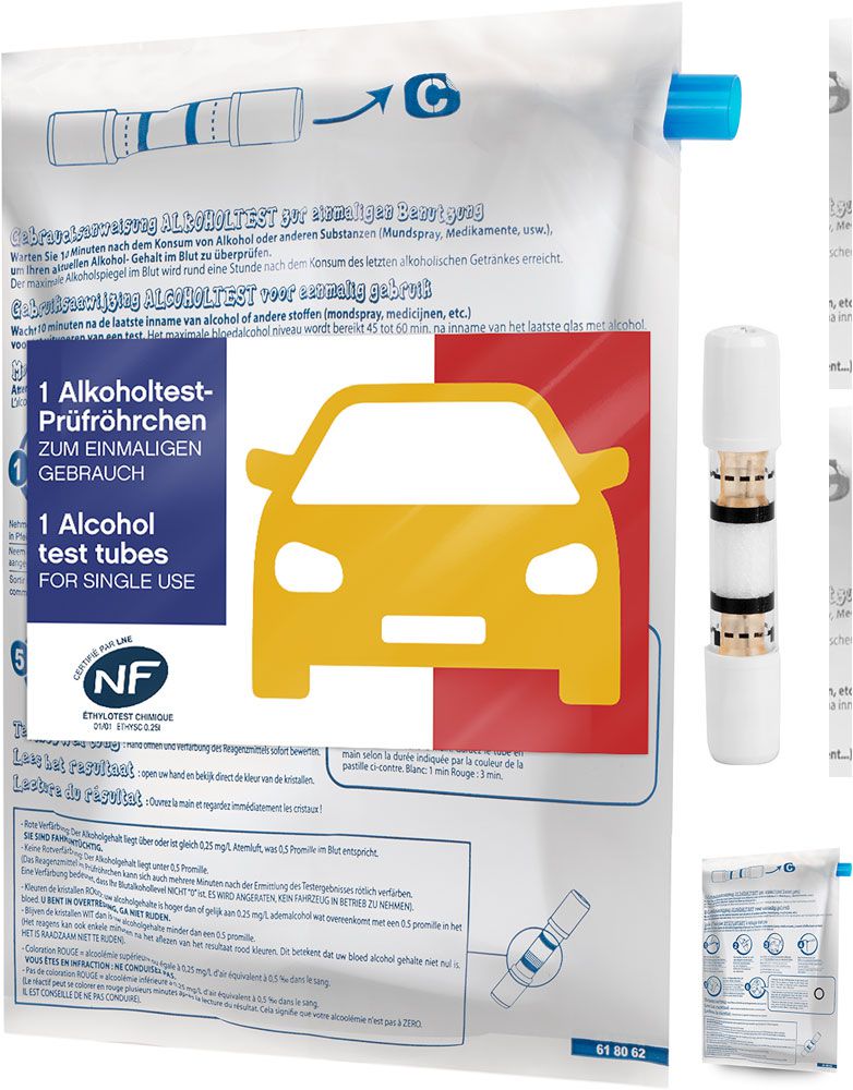 ACE Alkoholtest-Prüfröhrchen - 2 Stück Einweg-Alkoholtester - NF