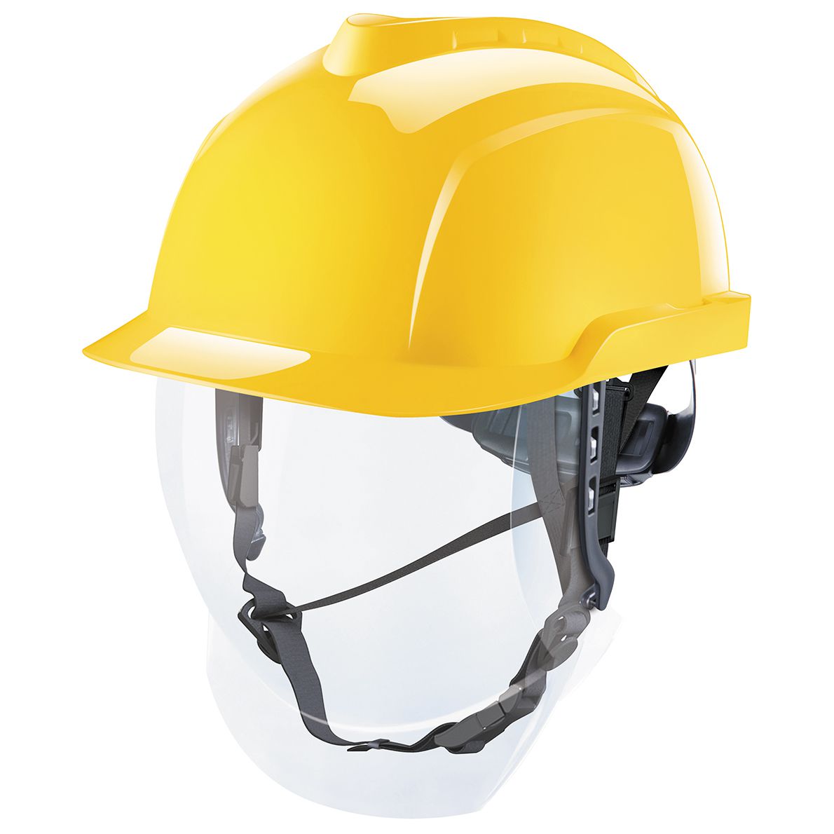MSA V-Gard 950 professional / electrician helmet with protective visor, yellow, non-ventilated