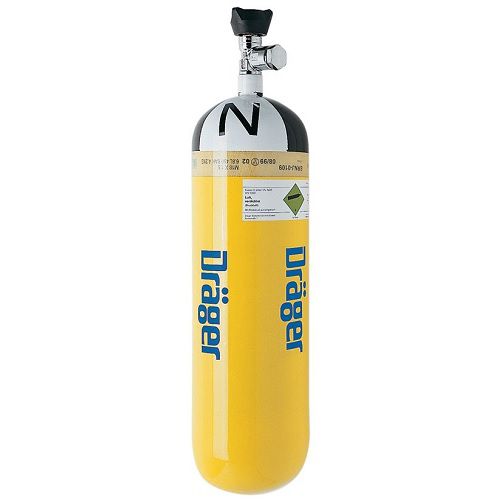 Dräger CFK Druckluftflasche - gefüllt - gelb - (30 Jahre) - 6,8L/300bar - Ventil, G5/8 gerade - mit Abströmsicherung...