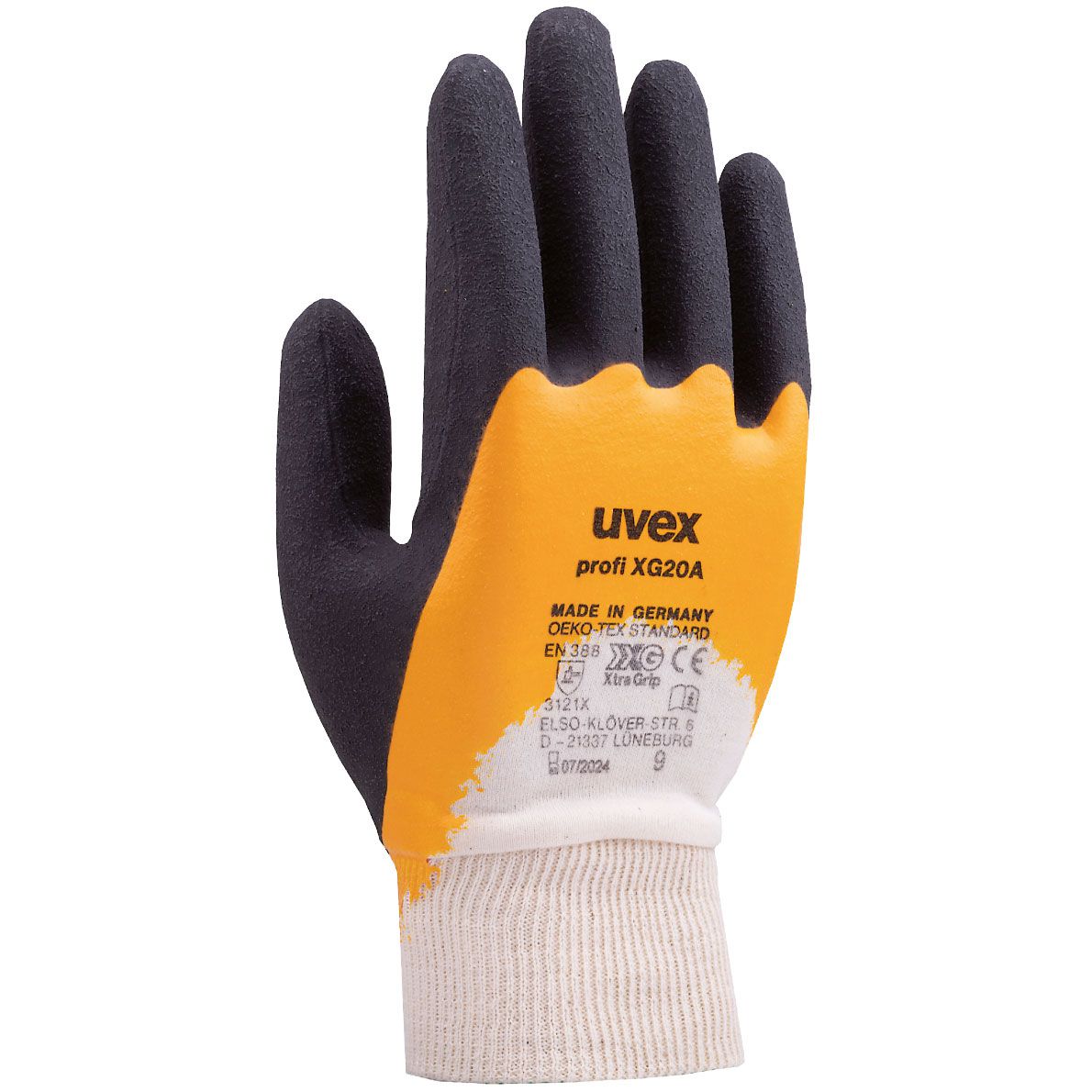 SALE: Uvex assembly protection glove profi ergo XG 20A, nitrile coating, colour: orange/black