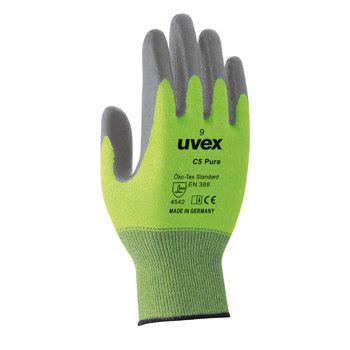 SALE: Uvex assembly protection glove C500 pure, knitted glove with coating, colour: grey/lime, size 8