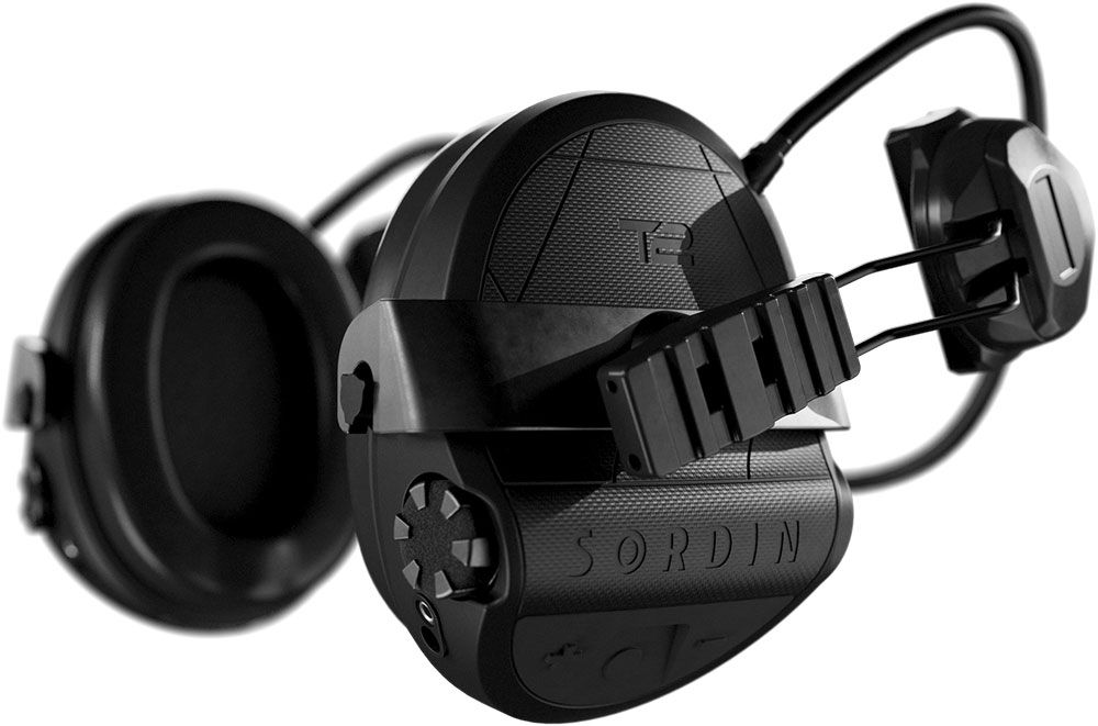 Sordin Supreme T2 Kapsel-Gehörschutz - aktiv, taktisch & elektronisch - Helm-Gehörschützer mit ARC-Adapter hinten - Schwarz