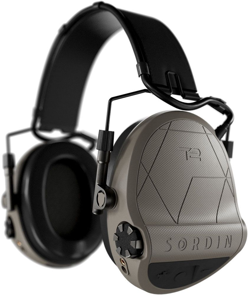 Sordin Supreme T2 Ear Muffs - Active, Tactical & Electronic - Ear Defenders with Leather Headband - Beige