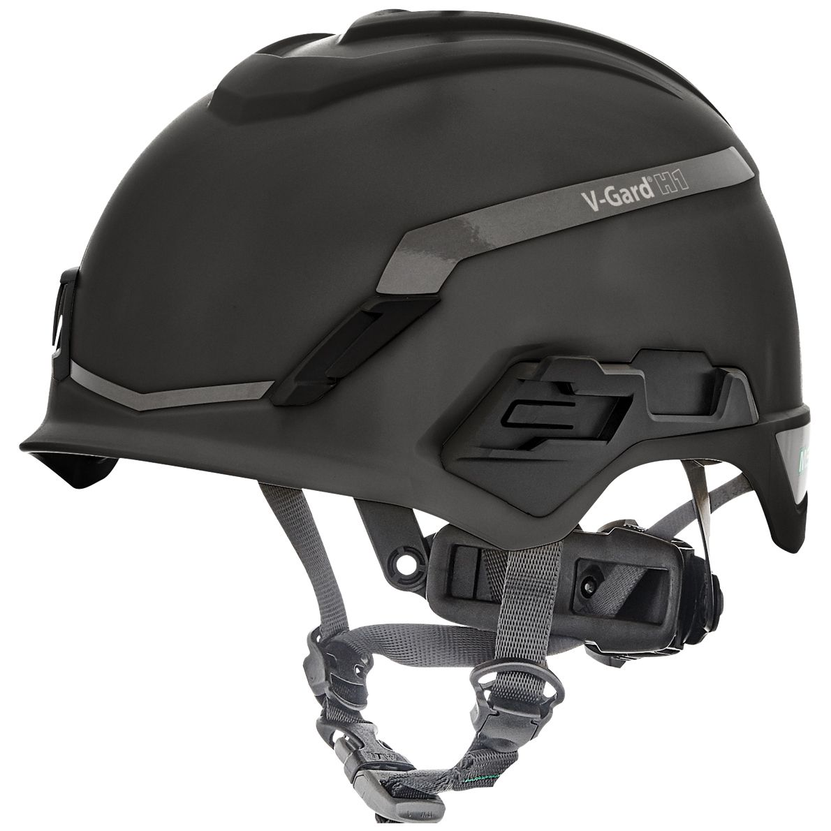 MSA V-Gard H1 Construction Site Helmet - Unventilated Work Helmet with Short Visor - EN 397 Black