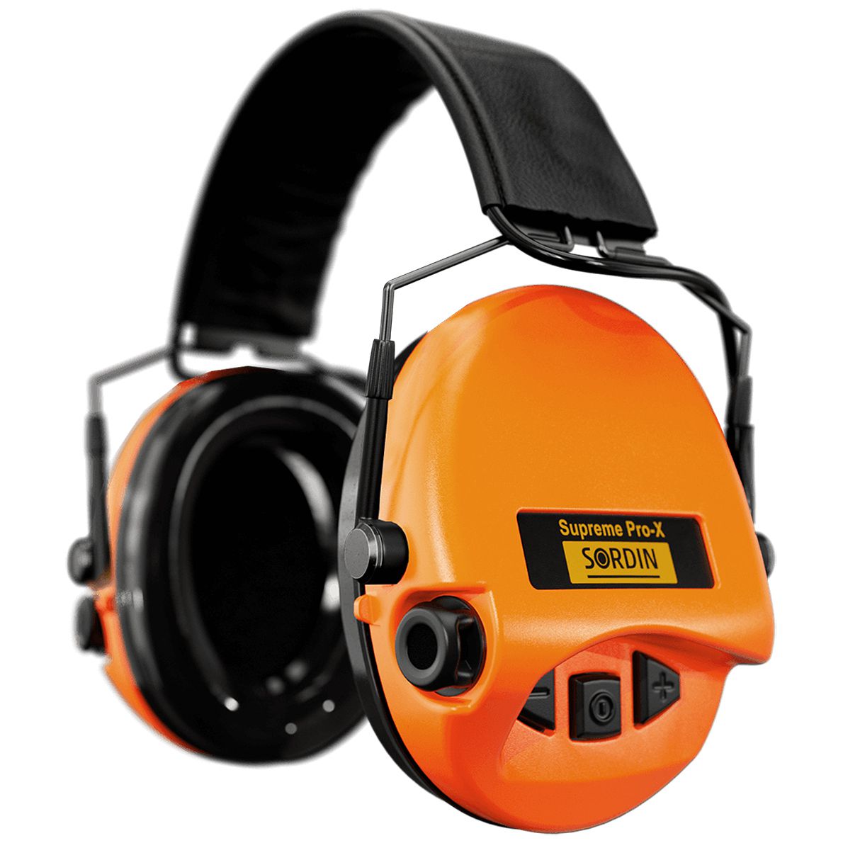 Sordin Supreme Pro-X Slim hearing protection - active hunting hearing protector - EN 352 - foam cushion, leather band & orange capsule