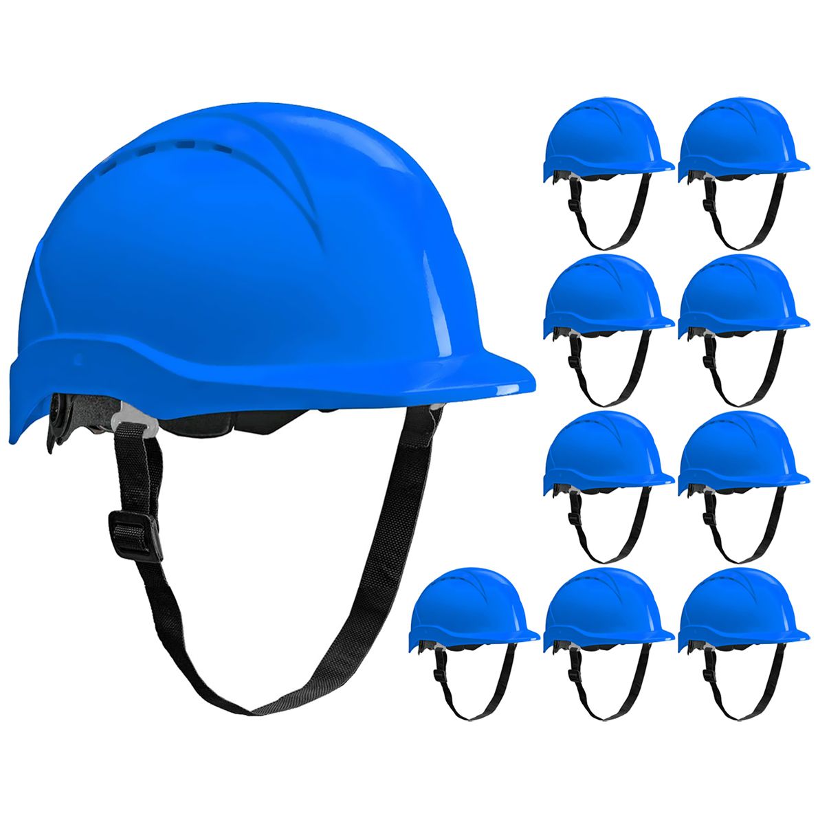 10 ACE Patera construction helmets - Robust safety helmets for construction & industry - EN 397 - with adjustable ventilation - Blue
