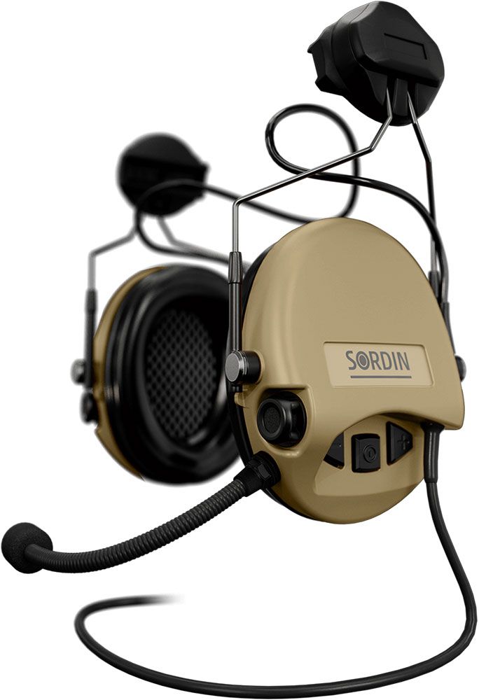 Sordin Supreme MIL CC Funk-Gehörschutz - aktiver Militär-Gehörschützer - ARC-Schienen & Nexus TP120-Downlead - Beige