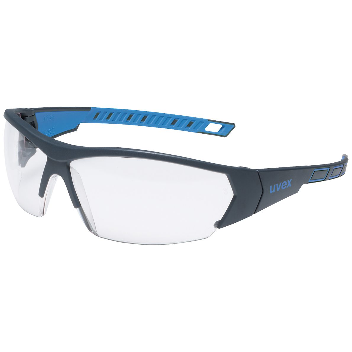 uvex i-works 9194 safety glasses - scratch & fog resistant thanks to supravision excellence - EN 166/170 - Black-Blue/Clear
