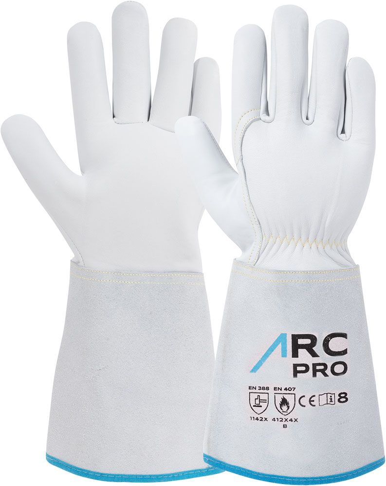 ACE ARC Pro Schweißer-Arbeits-Handschuh - Schutz-Handschuhe aus Leder zum Schweißen - EN 388/12477 - 11/XXL (1er Pack)