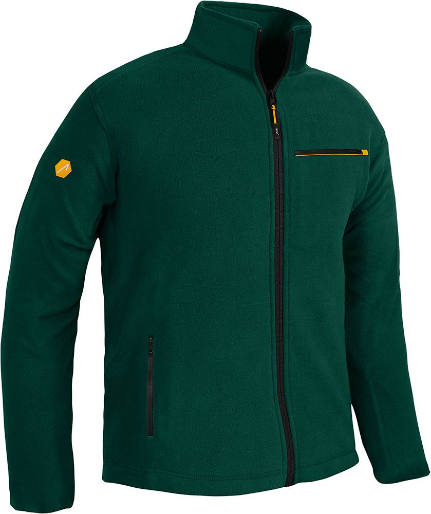 ACE Herren-Fleece-Jacke - warme Outdoor-Jacke ohne Kapuze für Männer - durchgehender Reißverschluss & drei Taschen - Grün - L