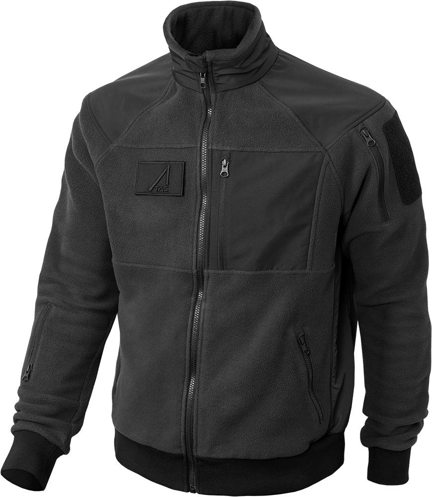 ACE Tac Fleece Jacket - tactical outdoor functional jacket - for airsoft & paintball players, hunters etc. - Black - L