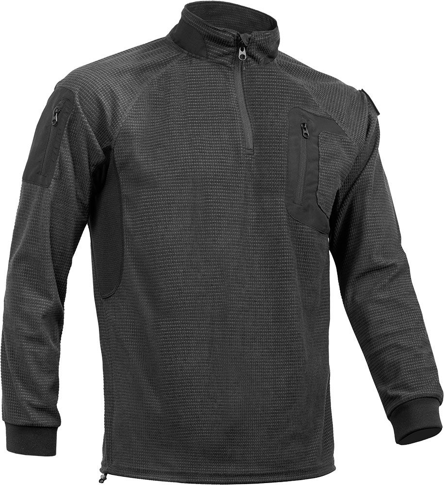 ACE Schakal Pullover - taktischer Outdoor-Sweater mit Klett-Fläche am Arm - für Airsoft, Paintball & Trekking - Schwarz - XXL