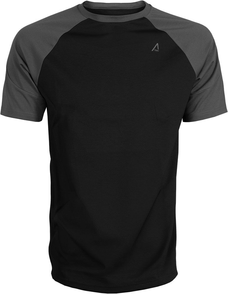 ACE Tac T-Shirt - tactical outdoor t-shirt rugged - for airsoft & paintball players, hunters etc. - Black/Grey - S
