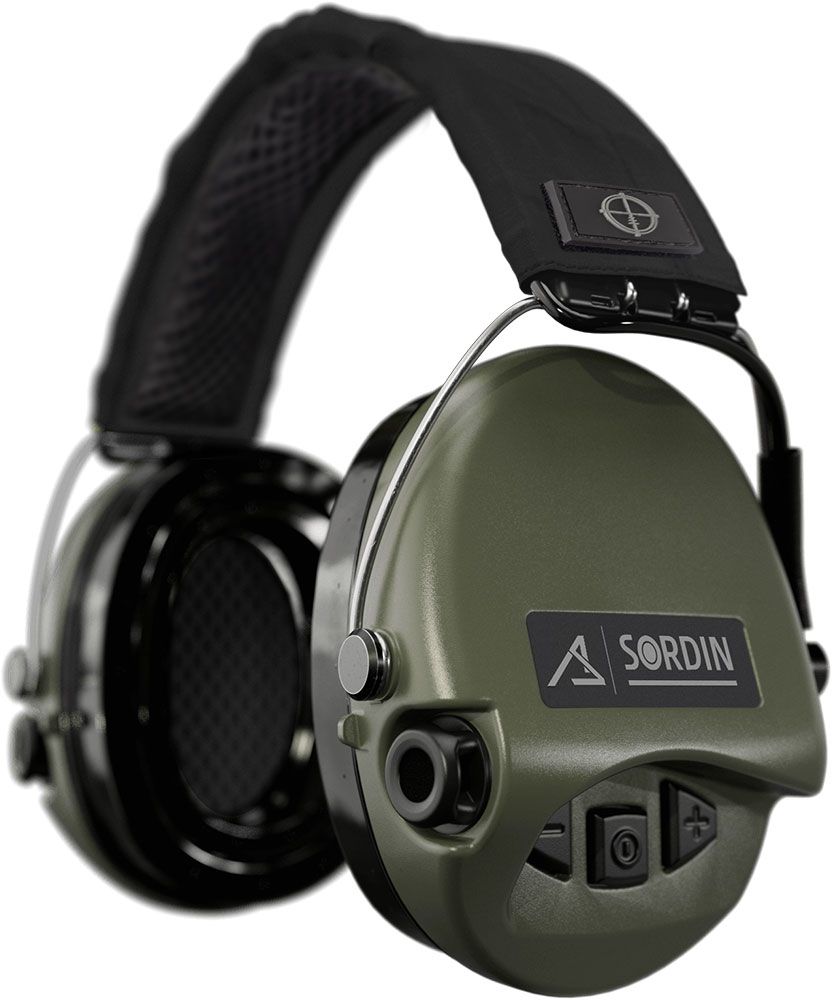 ACE Schakal by Sordin Ear Defenders - Active & Electronic - Hearing Protectors for Hunting & Shooting - Black Headband & Green Cups