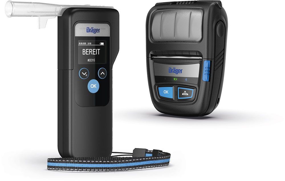 Dräger Alcotest 6000 Breathalyzer - with Bluetooth and Printer in a Set - Breathalyzer incl. 25 Mouthpieces & Calibration Voucher
