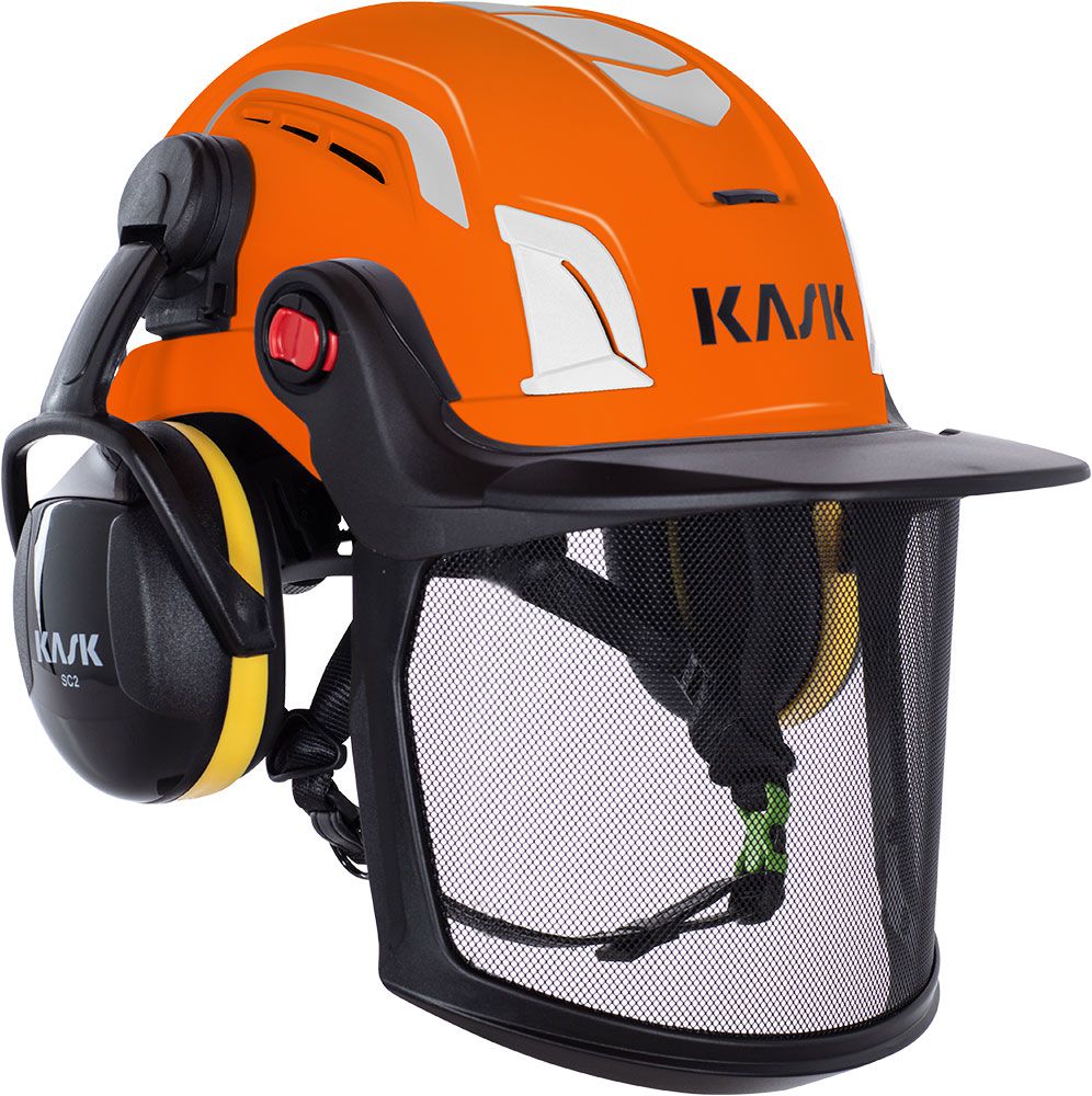 Kask Safety Zenith X Air Combo Schutzhelm - Bauhelm mit Visier und Kapsel-Gehörschutz - Industrie-Helm mit Belüftung - Orange