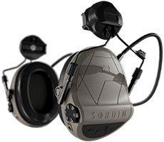 Sordin Supreme T2 Ear Muffs - Active, Tactical & Electronic - Helmet Ear Defenders with Standard ARC Adapter top - Beige