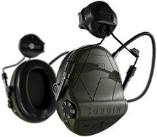 Sordin Supreme T2 Kapsel-Gehörschutz - aktiv, taktisch & elektronisch - Helm-Gehörschützer mit ARC-Adapter oben - Grün