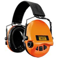 Sordin Supreme Pro-X Slim Gehörschutz - aktiver Jagd-Gehörschützer - EN 352 - Schaum-Kissen, Leder-Band & orange Kapsel
