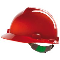 MSA V-Gard electrician's construction helmet - robust safety helmet for construction & industry - EN 397 - with sliding closure - red