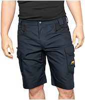 ACE Constructor Men's Work Trousers Short - Work Pants with Cargo Pockets & Stretch Waistband for Summer - Navy - 52
