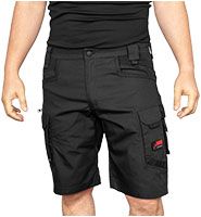 ACE Constructor Men's Work Trousers Short - Work Pants with Cargo Pockets & Stretch Waistband for Summer - Black - 56