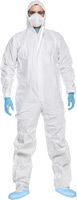 ACE CoverX Hooded Work Coverall - Disposable Protective Coverall for Work - Against Chemicals & Particles - White - M