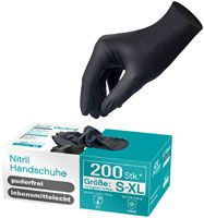 ACE Guard Chemie-Handschuhe - Einweg-Handschuhe ohne Latex - EN 374-1 - Schwarz - 07/S (200er Pack)