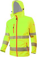 ACE Neon Lite Warnschutz-Jacke - Softshell-Warnjacke inkl. Reflektoren und abnehmbarer Kapuze - EN ISO 20471 - Gelb - S