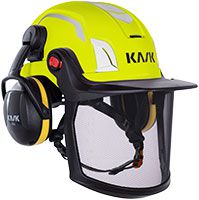Kask Safety Zenith X Combo Schutzhelm - Bauhelm mit Visier und Kapsel-Gehörschutz - Elektriker-Helm ohne Belüftung - Gelb