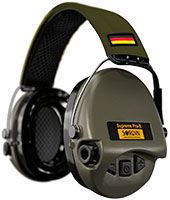 Sordin Supreme Pro-X Gehörschutz - aktiver Kapsel-Gehörschützer - grünes Kopfband mit DE-Flagge - grüne Kapseln