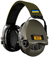 Sordin Supreme Pro-X Gehörschutz - aktiver Kapsel-Gehörschützer - grünes Kopfband mit UA-Flagge - grüne Kapseln