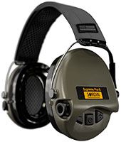Sordin Supreme Pro-X Gehörschutz - aktiver Kapsel-Gehörschützer - graues Kopfband mit US-Flagge - grüne Kapseln