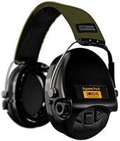 Sordin Supreme Pro-X Gehörschutz - aktiver Kapsel-Gehörschützer - grünes Kopfband mit US-Flagge - schwarze Kapseln