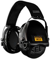 Sordin Supreme Pro-X Gehörschutz - aktiver Kapsel-Gehörschützer - schwarzes Kopfband mit US-Flagge - schwarze Kapseln